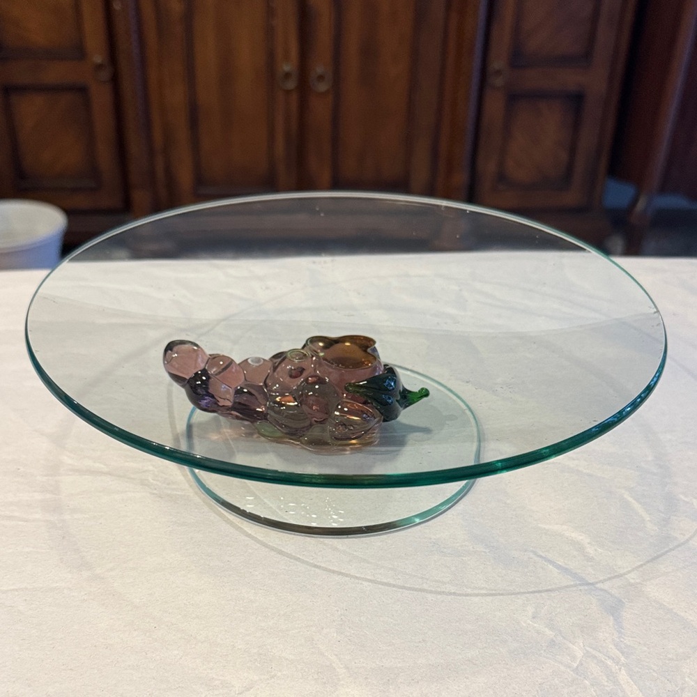 Glass Cake Stand with Decorative Grapes